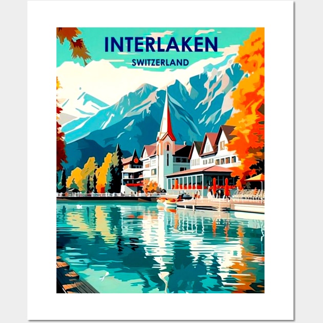 Interlaken Switzerland Vintage Advertising Travel Print Wall Art by posterbobs